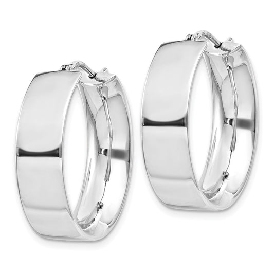 Rhodium-plated Sterling Silver 6.75x25mm Hoop Earrings