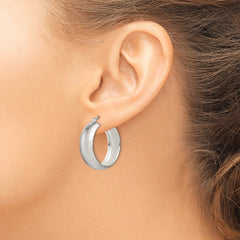 Sterling Silver Polished Laser-cut 8.5x25mm Hoop Earrings