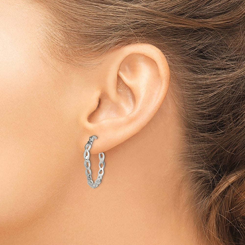 Sterling Silver Infinity Design CZ Hoop Earrings