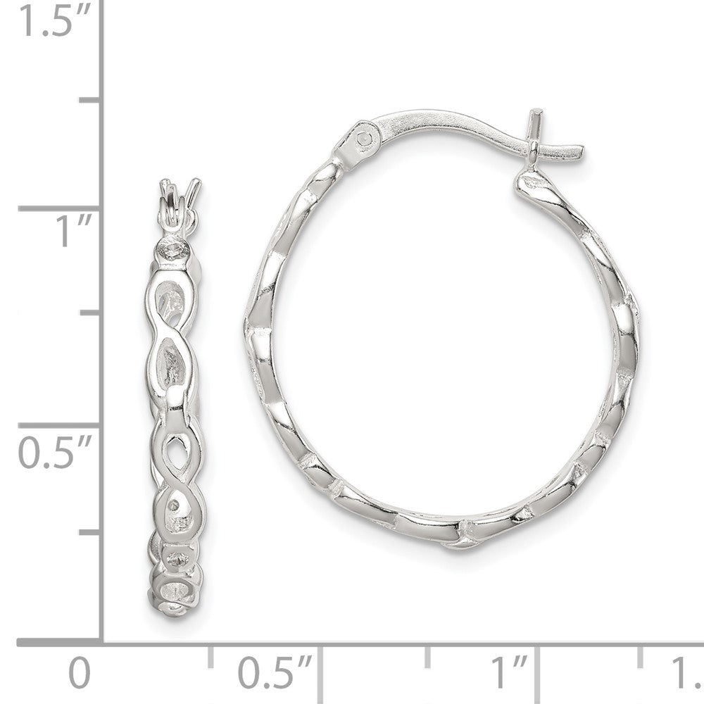 Sterling Silver Infinity Design CZ Hoop Earrings