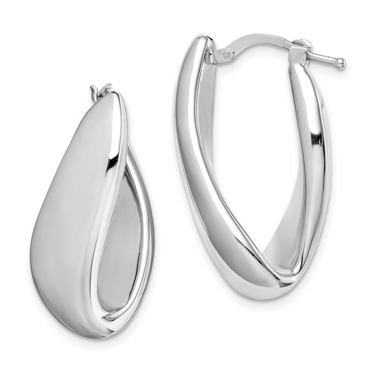 Rhodium-plated Silver Polished Twist Hollow Hoop Earrings