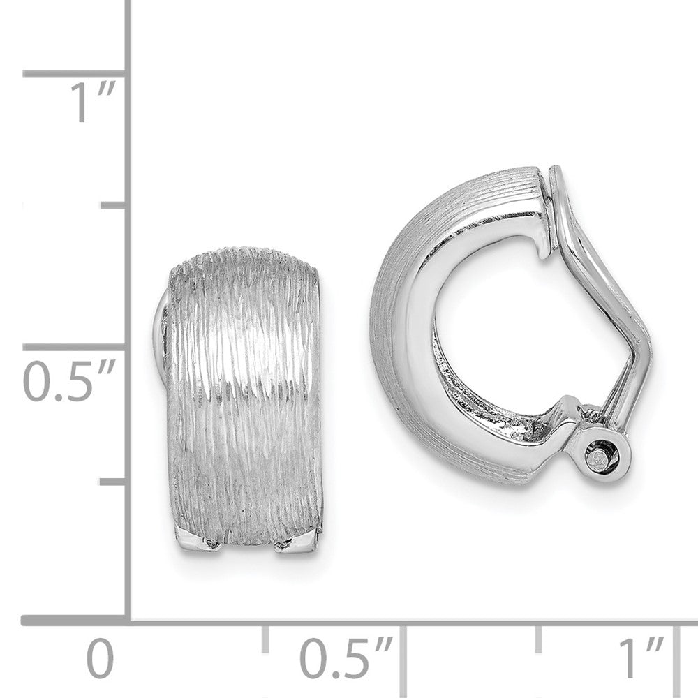 Rhodium-plated Sterling Silver Diamond-cut Omega Back Non-pierced Earrings