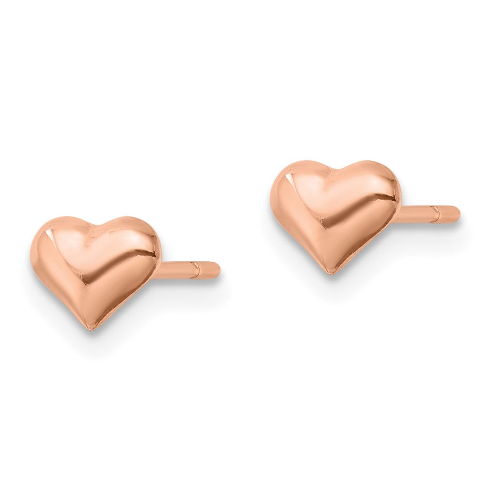 Rose Gold-plated Sterling Silver Puffed Heart Post Earrings