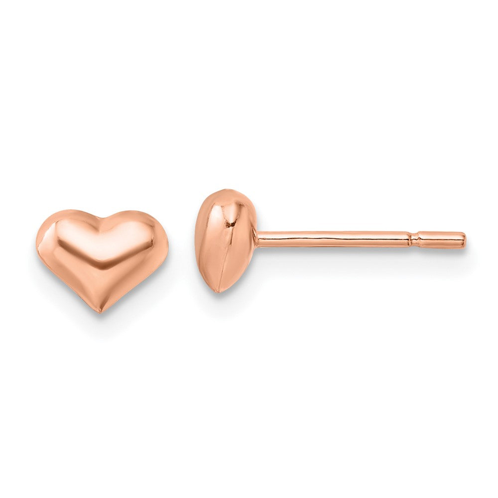 Rose Gold-plated Sterling Silver Puffed Heart Post Earrings