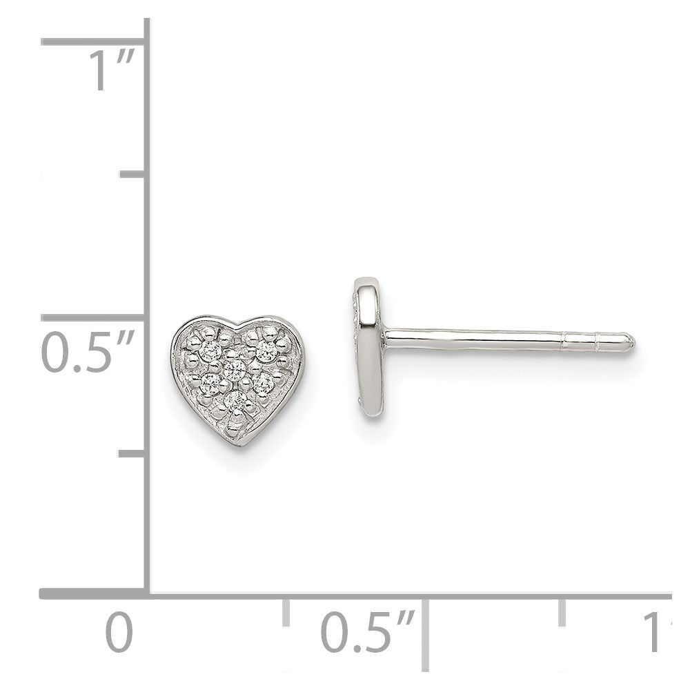Sterling Silver CZ Heart Post Earrings