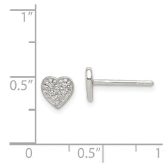Sterling Silver CZ Heart Post Earrings