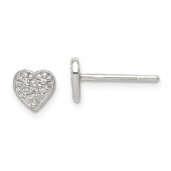 Sterling Silver CZ Heart Post Earrings