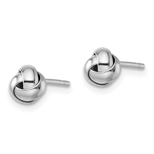 Rhodium-plated Sterling Silver Love Knot Post Earrings