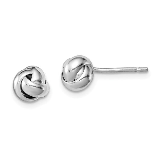 Rhodium-plated Sterling Silver Love Knot Post Earrings