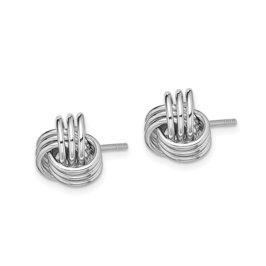 Rhodium-plated Sterling Silver Polished Love Knot Post Earrings