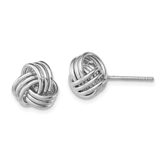 Rhodium-plated Sterling Silver Polished Love Knot Post Earrings