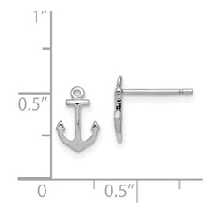 Rhodium-plated Sterling Silver Anchor Post Earrings