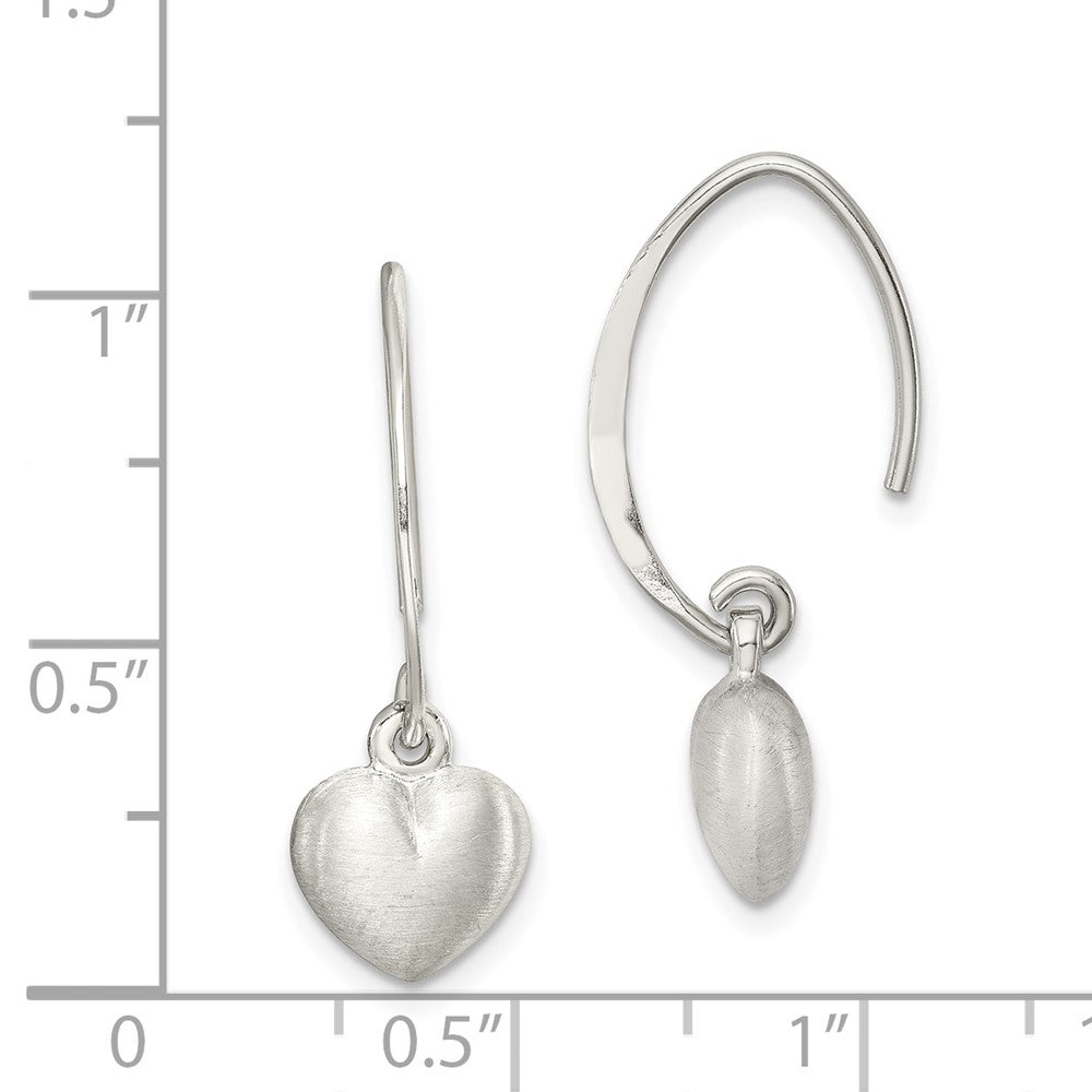 Sterling Silver Satin Heart Dangle Earrings