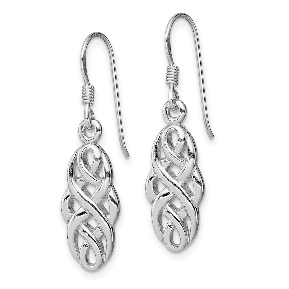 Rhodium-plated Sterling Silver Infinity Celtic Design Dangle Earrings