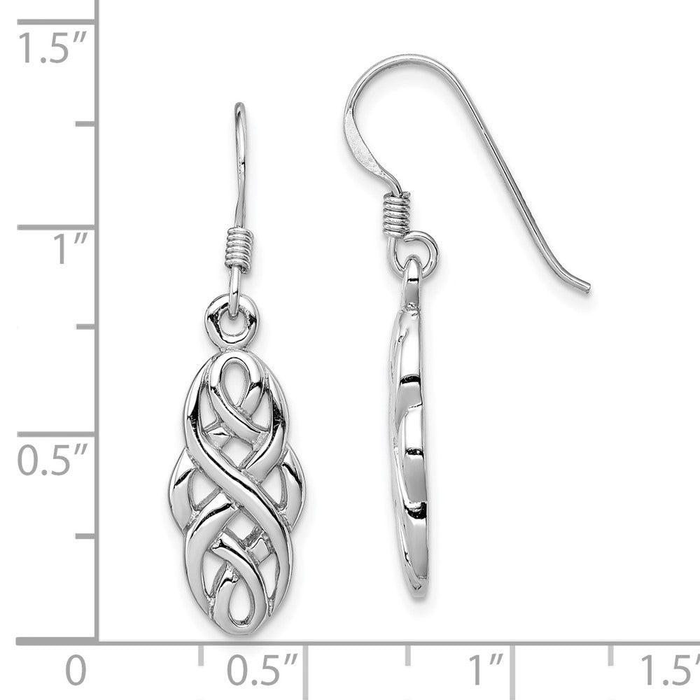 Rhodium-plated Sterling Silver Infinity Celtic Design Dangle Earrings