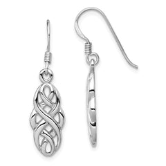 Rhodium-plated Sterling Silver Infinity Celtic Design Dangle Earrings