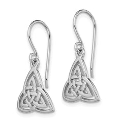 Rhodium-plated Sterling Silver Polished Celtic Knot Dangle Earrings