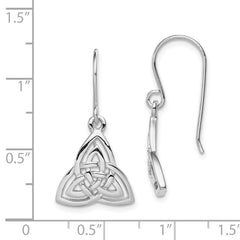 Rhodium-plated Sterling Silver Polished Celtic Knot Dangle Earrings