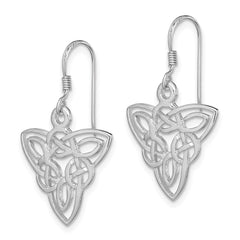 Rhodium-plated Sterling Silver Polished Celtic Knot Dangle Earrings