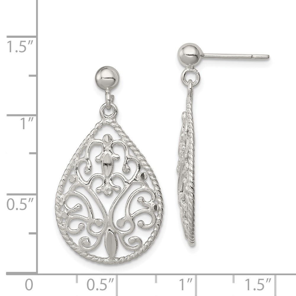 Sterling Silver Polished Diamond-cut Post Earrings