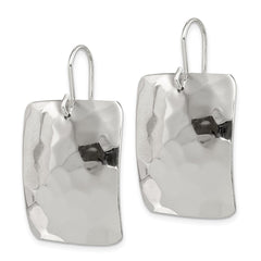 Sterling Silver Polished Hammered Square Shepherd Hook Earrings