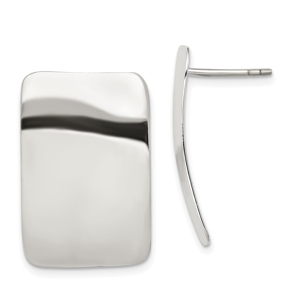 Sterling Silver Polished Plain Rectangle Post Earrings
