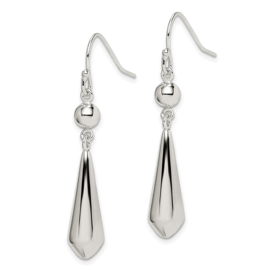 Sterling Silver Polished Dangle Shepherd Hook Earrings