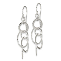 Sterling Silver Polished Circles Shepherd Hook Earrings