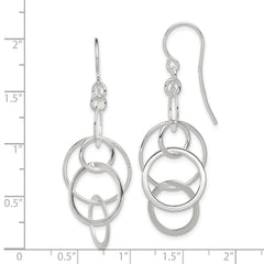 Sterling Silver Polished Circles Shepherd Hook Earrings