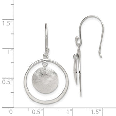 Sterling Silver Polish. Text. Circles Dangle Shepherd Hook Earrings
