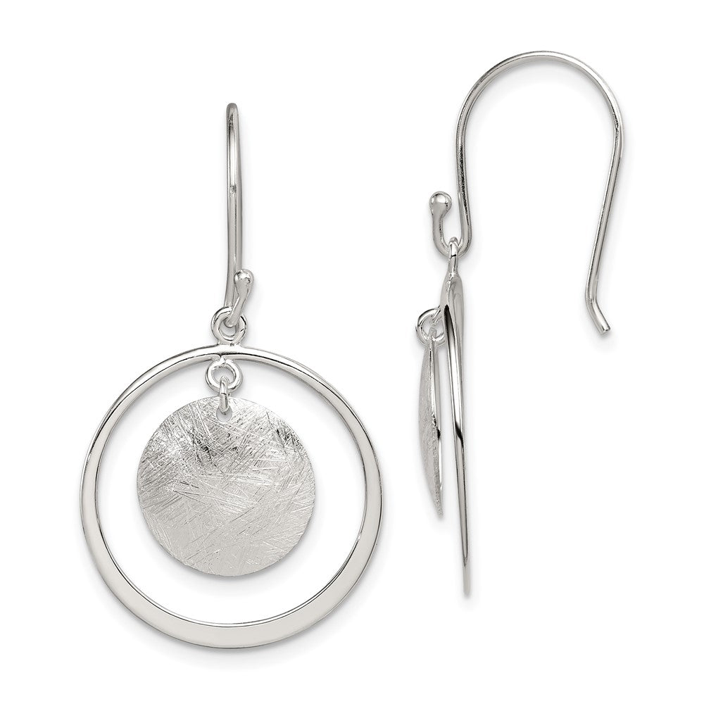 Sterling Silver Polish. Text. Circles Dangle Shepherd Hook Earrings