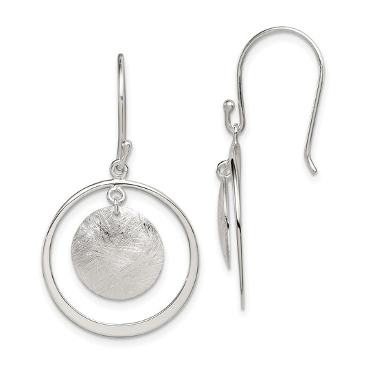 Sterling Silver Polish. Text. Circles Dangle Shepherd Hook Earrings