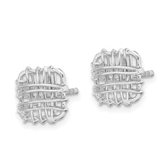 Rhodium-plated Sterling Silver Polished Square Post Earrings