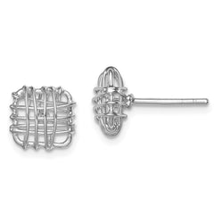 Rhodium-plated Sterling Silver Polished Square Post Earrings