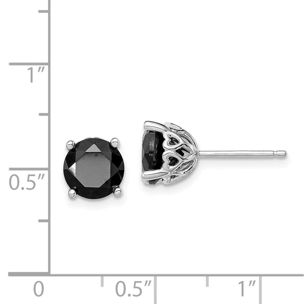 Rhodium-plated Sterling Silver Black Sapphire Post Earrings