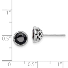 Rhodium-plated Sterling Silver Black Sapphire Post Earrings