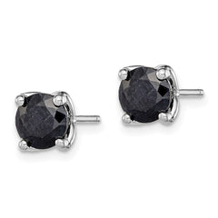 Rhodium-plated Sterling Silver Black Sapphire Post Earrings