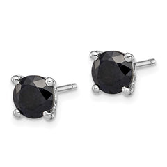 Rhodium-plated Sterling Silver Black Sapphire Post Earrings