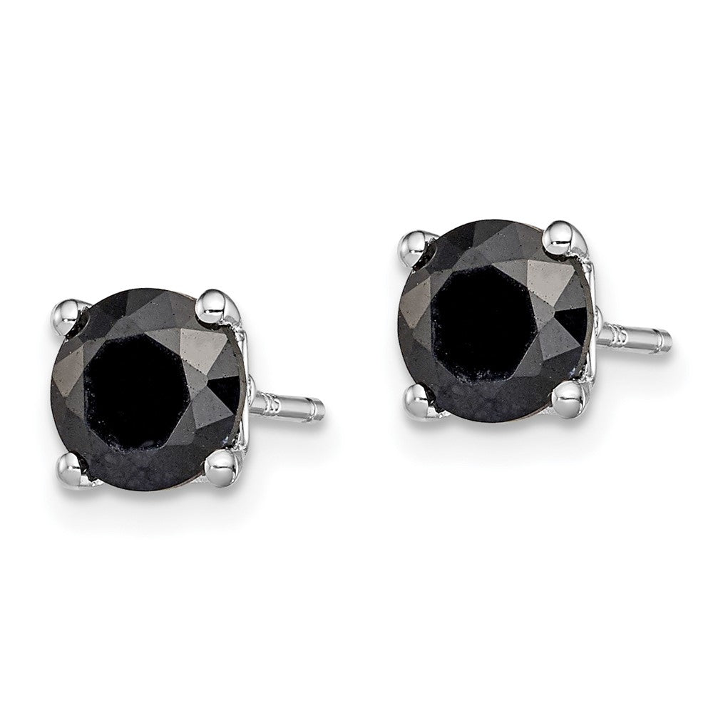 Rhodium-plated Sterling Silver 6mm Black Sapphire Post Earrings