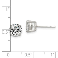 Sterling Silver Polished 7mm CZ Post Earrings