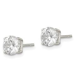 Sterling Silver Polished 6mm CZ Post Earrings