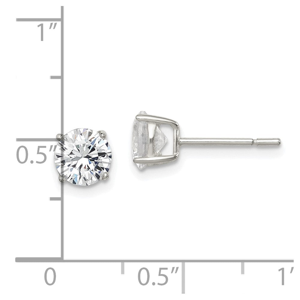 Sterling Silver Polished 6mm CZ Post Earrings