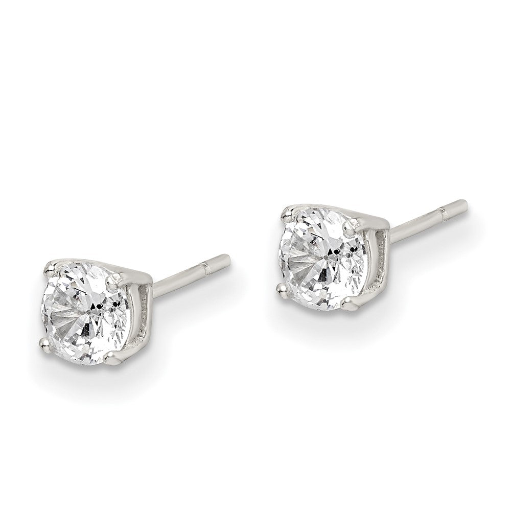 Sterling Silver Polished 5mm CZ Post Earrings
