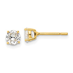 Yellow Gold-plated Sterling Silver Polished 5mm CZ Post Earrings