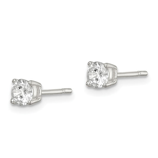 Sterling Silver Polished 4mm CZ Post Earrings