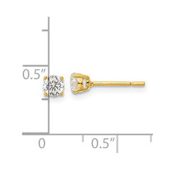 Yellow Gold-plated Sterling Silver Polished 4mm CZ Post Earrings