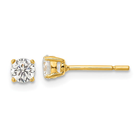 Yellow Gold-plated Sterling Silver Polished 4mm CZ Post Earrings