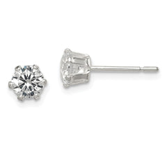 Sterling Silver Polished 5mm CZ Post Earrings