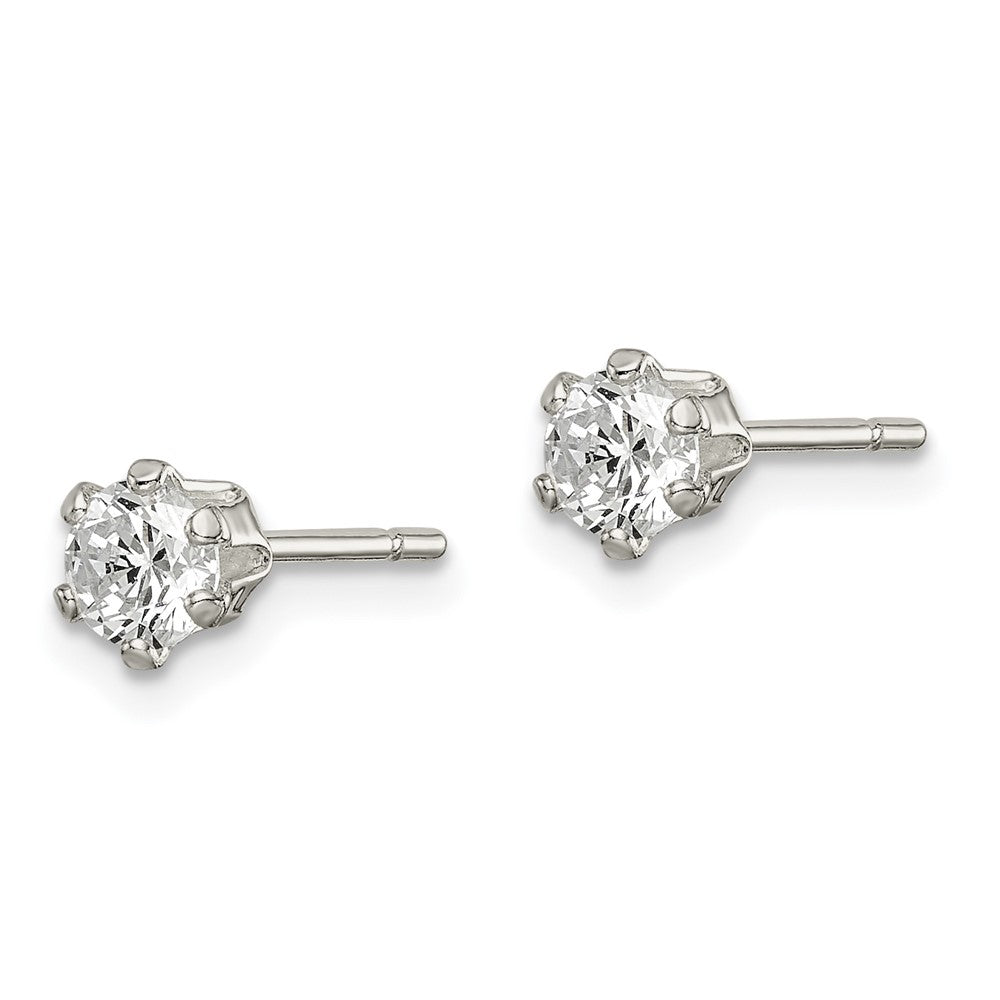 Sterling Silver Polished 4mm CZ Post Earrings