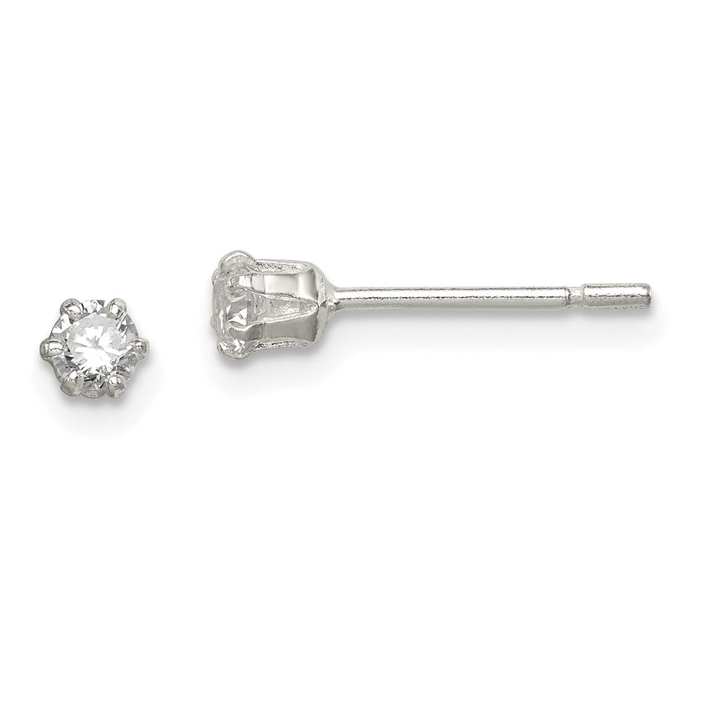 Sterling Silver Polished 3mm CZ Post Earrings